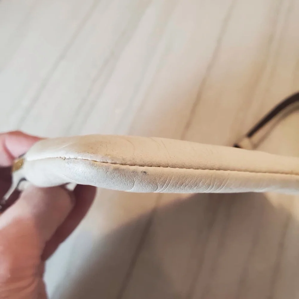 Coach Corner Zip Signature Embossed Wristlet Cream with Gold-tone Hardware